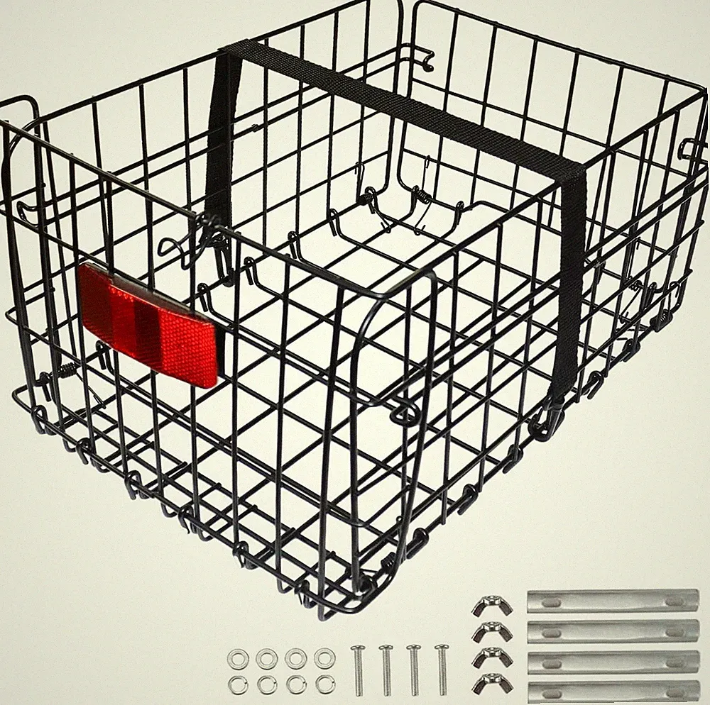 Folding Rear Bike Basket, Quickly Release Metal Bicycle Rack Cargo Basket with