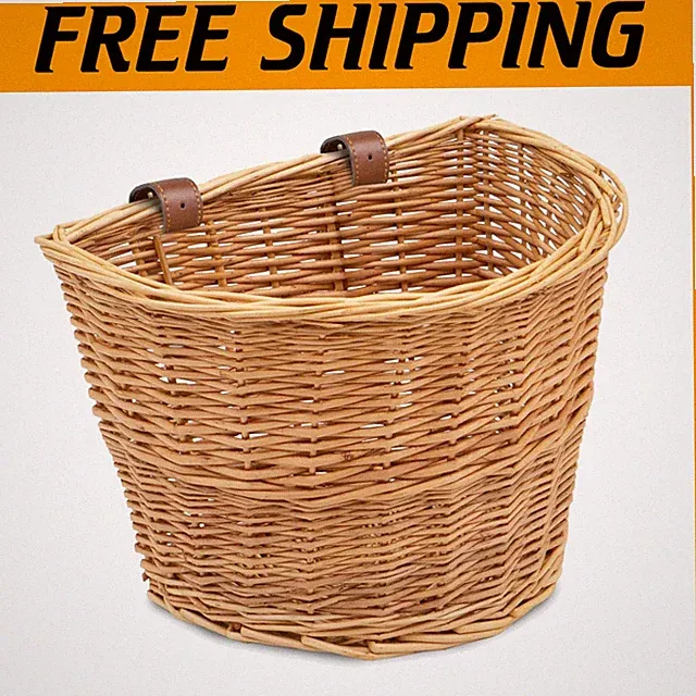 Vintage Wicker Bike Basket - Front Cargo for Men & Women