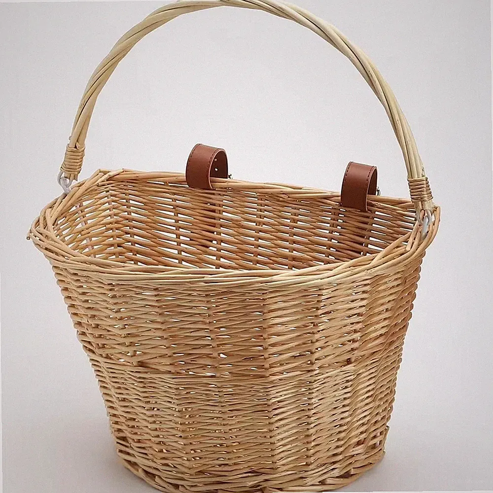 Wicker Bike Basket Front Cargo for Women and Men, Natural Rattan Bicycle Basket